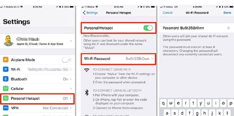 Set up a personal hotspot on iPhone