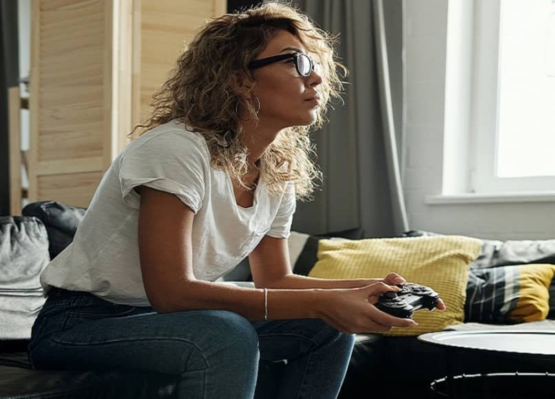 woman playing video game