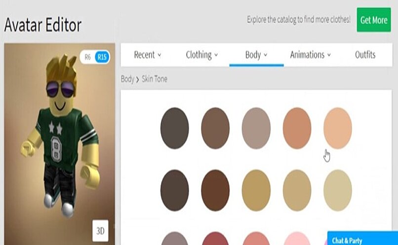 Customize your roblox avatar and change its skin tone