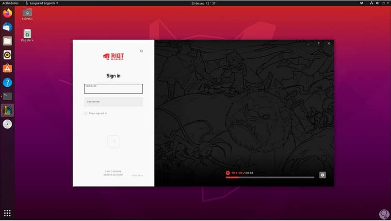 League of Legends game window in ubuntu