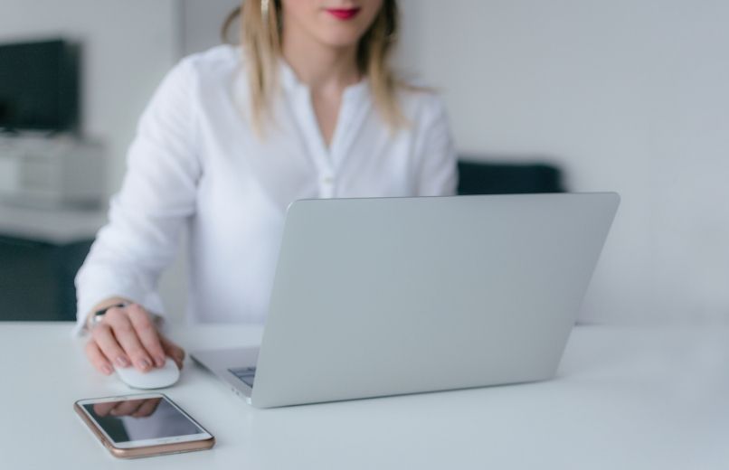 woman using laptop