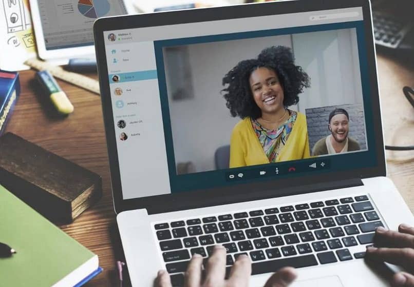 Woman making video call on Mac