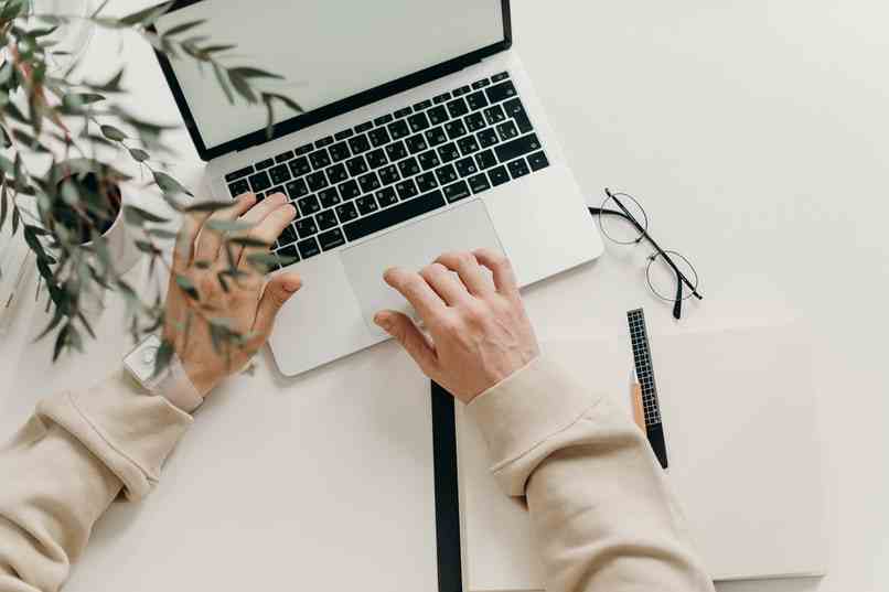 person using computer at desk